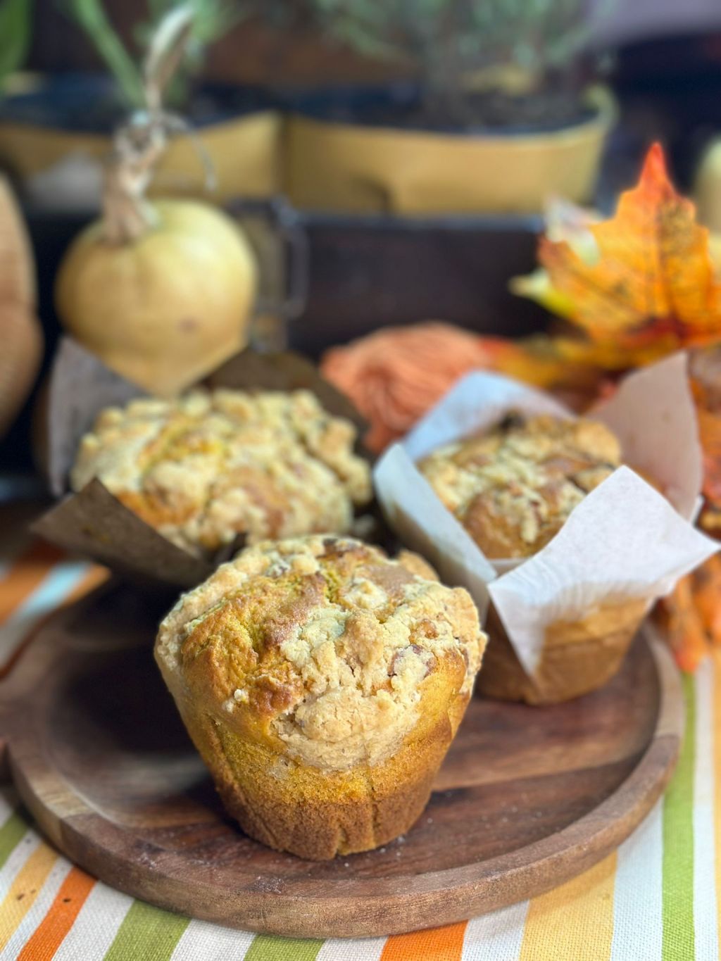 Muffin alla zucca con cuore di crema e crumble alle&nbsp;noci